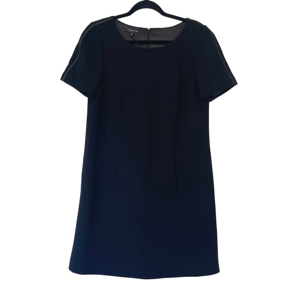 Lafayette 148 New York $448 Virgin Wool Short Sleeve‎ Shift Dress Size 4 Luxury